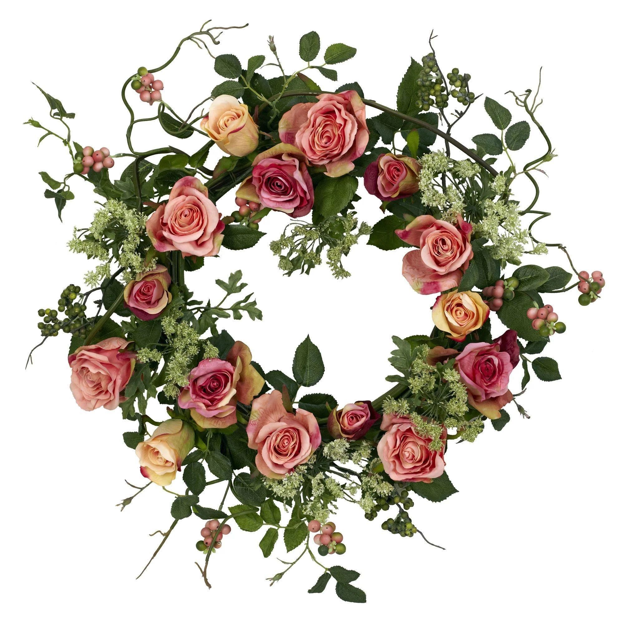 20" Rose Wreath | Nearly Natural" | Nearly Natural