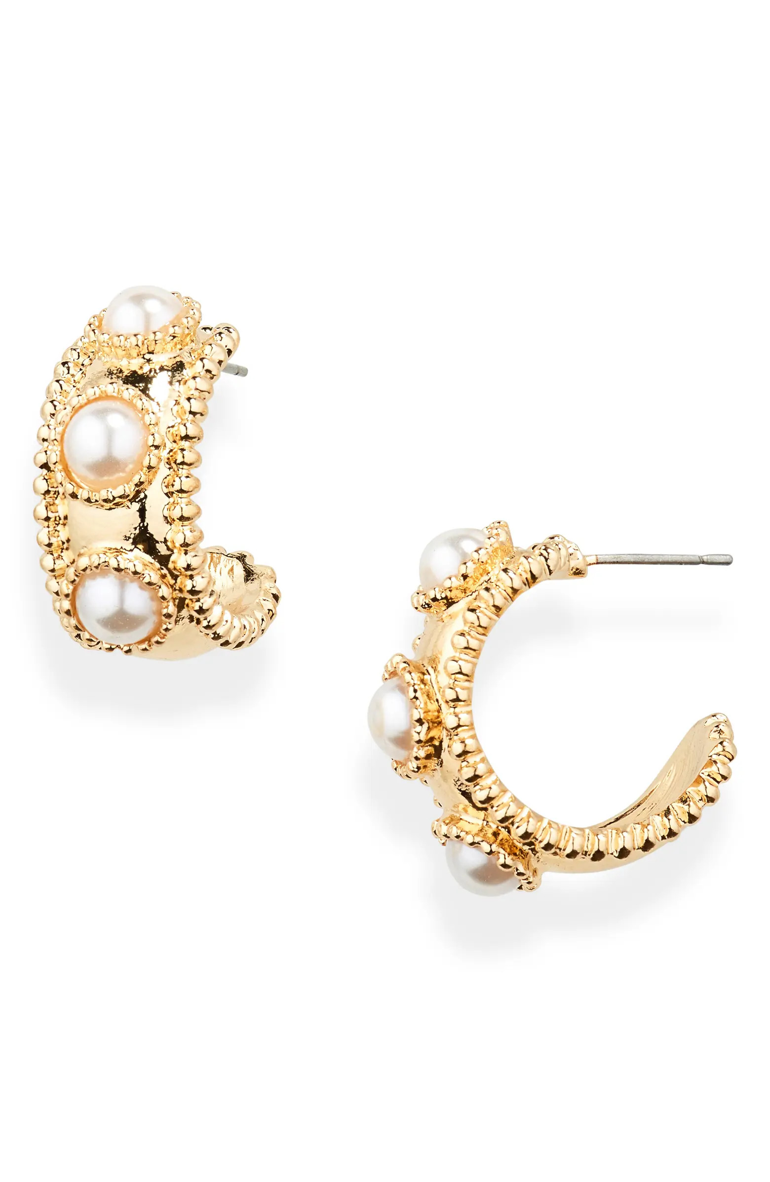 NORDSTROM RACK Imitation Pearl Hoop Earrings | Nordstromrack | Nordstrom Rack