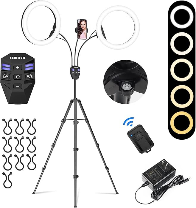 Dual 10" LED Ring Light with Tripod Stand & Phone Holder, Selfie Circle Lights with 5 Light Modes... | Amazon (US)