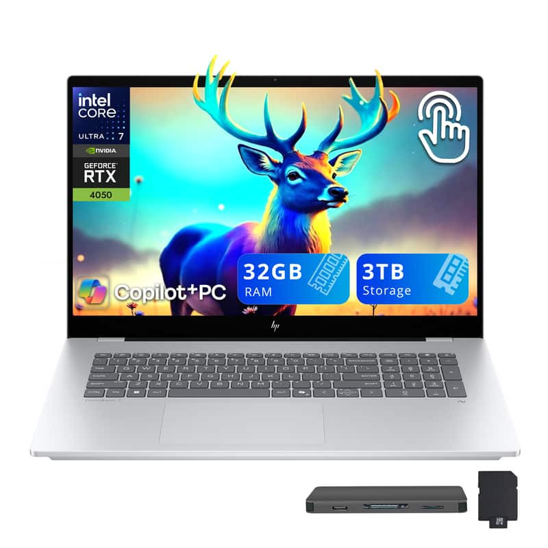 HP - Upgraded - OmniBook 7 17.3" FHD Touch Laptop,Intel Ultra 7 258V,32GB RAM,2TB SSD+1TB Dock Set,GeForce RTX4050,Win 11 - Silver | Best Buy U.S.