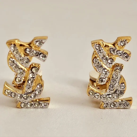 Yves Saint Laurent Gold-plated Logo Earrings | Poshmark