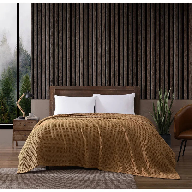 Eddie Bauer Solid Waffle Cotton Reversible Blanket | Wayfair North America