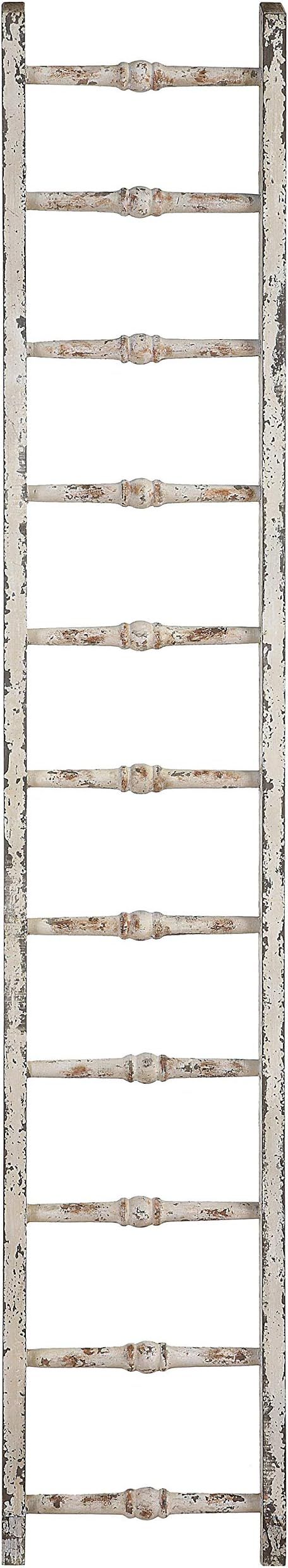 Creative Co-Op Decorative Wood Ladder, Distressed White | Amazon (US)