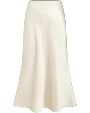 CIDER Satin Solid Ruffle Long Skirt | Amazon (US)