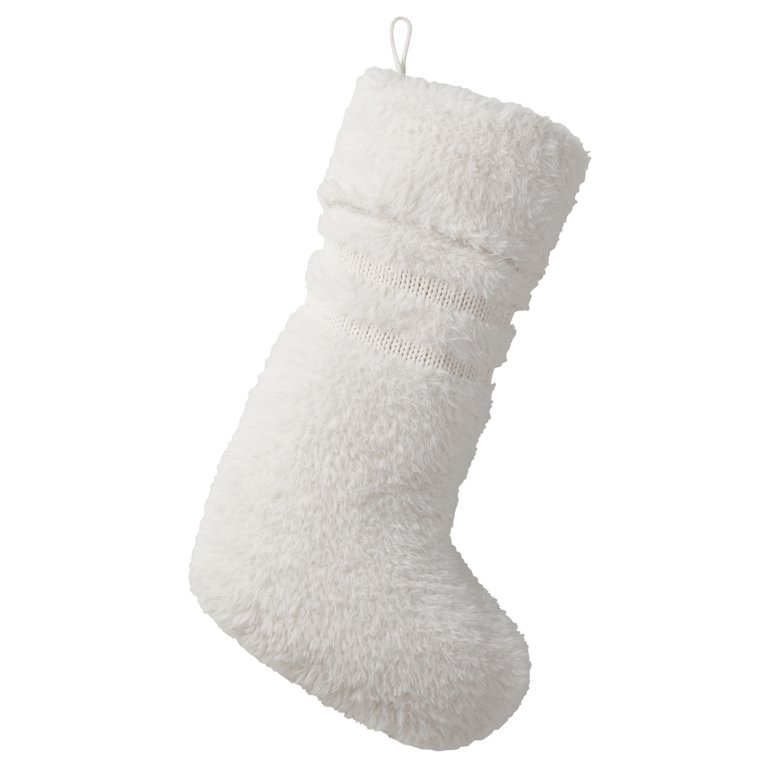 My Texas House Lilian Ivory Stripe Chenille Christmas Stocking, 20" x 10" | Walmart (US)