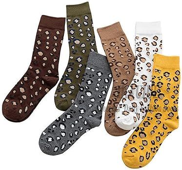 Leopard Print Crew Socks Trendy Cheetah Pattern Quartz Socks Fashion Cozy Dress Socks for Women, ... | Amazon (US)