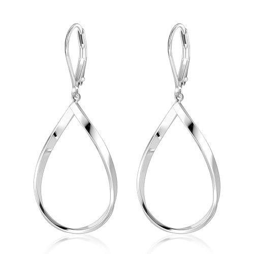 Sterling Silver Dangle Earrings Hypoallergenic Teardrop Drop Earrings for Women Twisted Silver Long Teardrop Leverback Dangle Earings for Women Jewelry Gifts | Amazon (US)