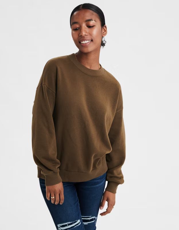 AE Drop Shoulder Crew Neck Sweatshirt | American Eagle Outfitters (US & CA)