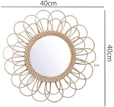 Tenrry Hanging Mirror Rattan Sunflower Circular Wall Mirror Decor Boho Wicker Dressing Makeup Mir... | Amazon (US)