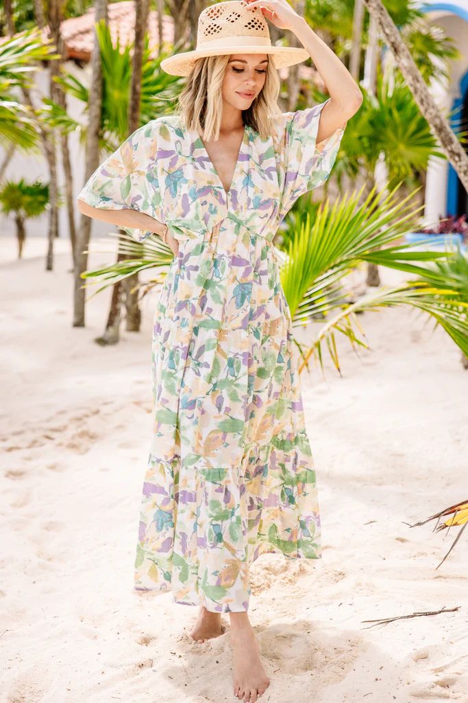 At This Time Green Floral Maxi Dress | The Mint Julep Boutique