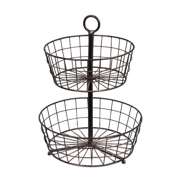 BirdRock Home Metal 2-Tier Wire Fruit Basket - Oil Rubbed Bronze - Walmart.com | Walmart (US)