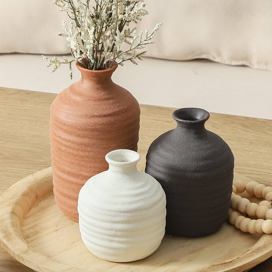 Dobbyby Ceramic Vase Set of 3 Decorative Vase for Home Decor Modern Farmhouse Decor Pottery Neutr... | Amazon (US)