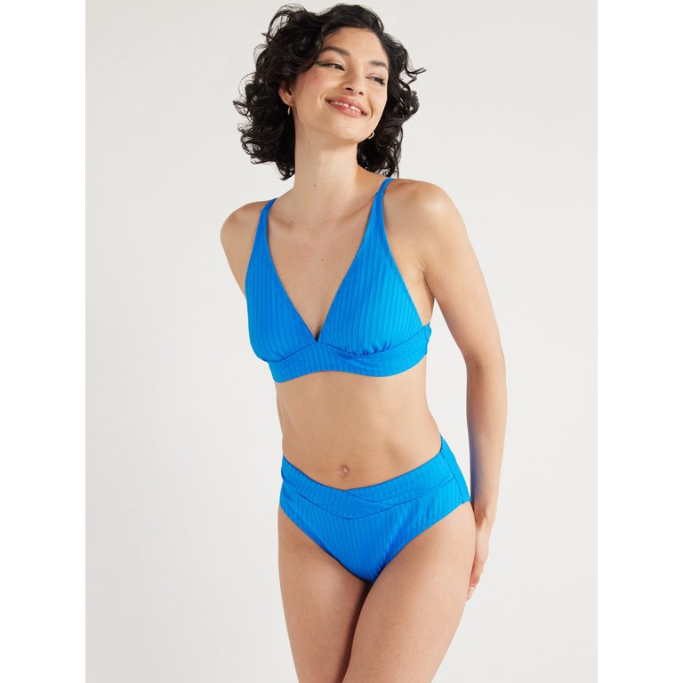 No Boundaries Juniors’ Ribbed Plunge Bikini Top, Sizes S-XXL | Walmart (US)