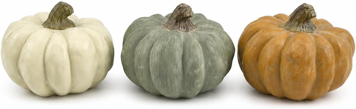 SHEHIM 3-Pack Fall Decor Decorative Resin Pumpkin Decorations Indoor | Amazon (US)