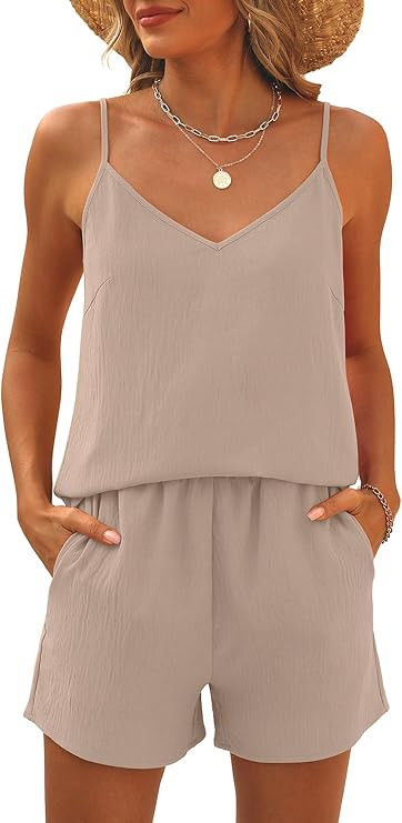 Caracilia Womens 2 Piece Lounge Sets Summer Outfits V Neck Tank Top Short Matching Set Casual Tra... | Amazon (US)