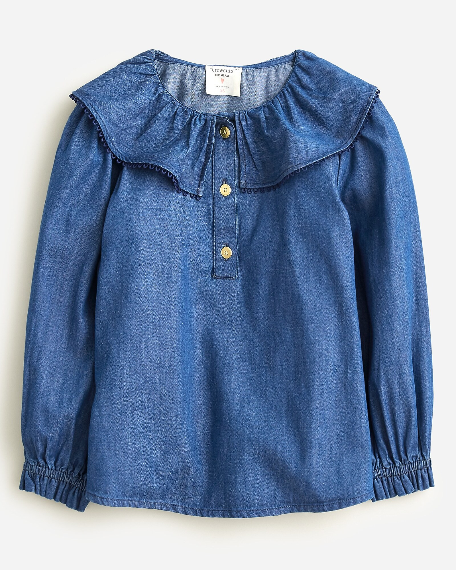 Girls' oversized collar top in chambray | J. Crew US