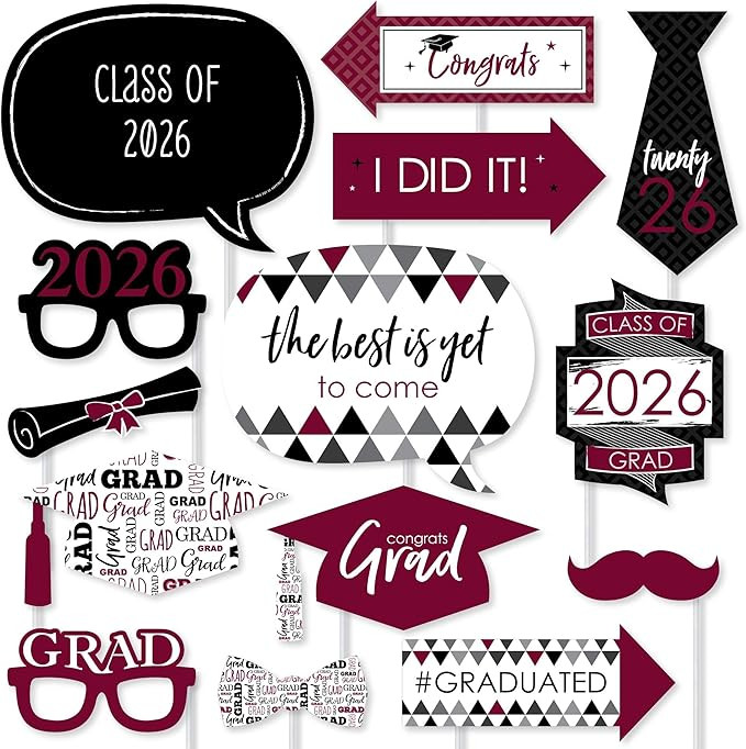 Maroon Grad - Best is Yet to Come Photo Booth Props Kit Includes 20 photo booth props, prop kit s... | Amazon (US)