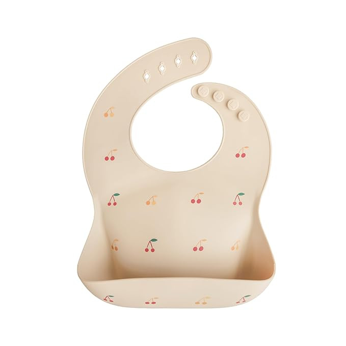 mushie Silicone Baby Bib | Adjustable Fit Waterproof Bibs (Cherries) | Amazon (US)