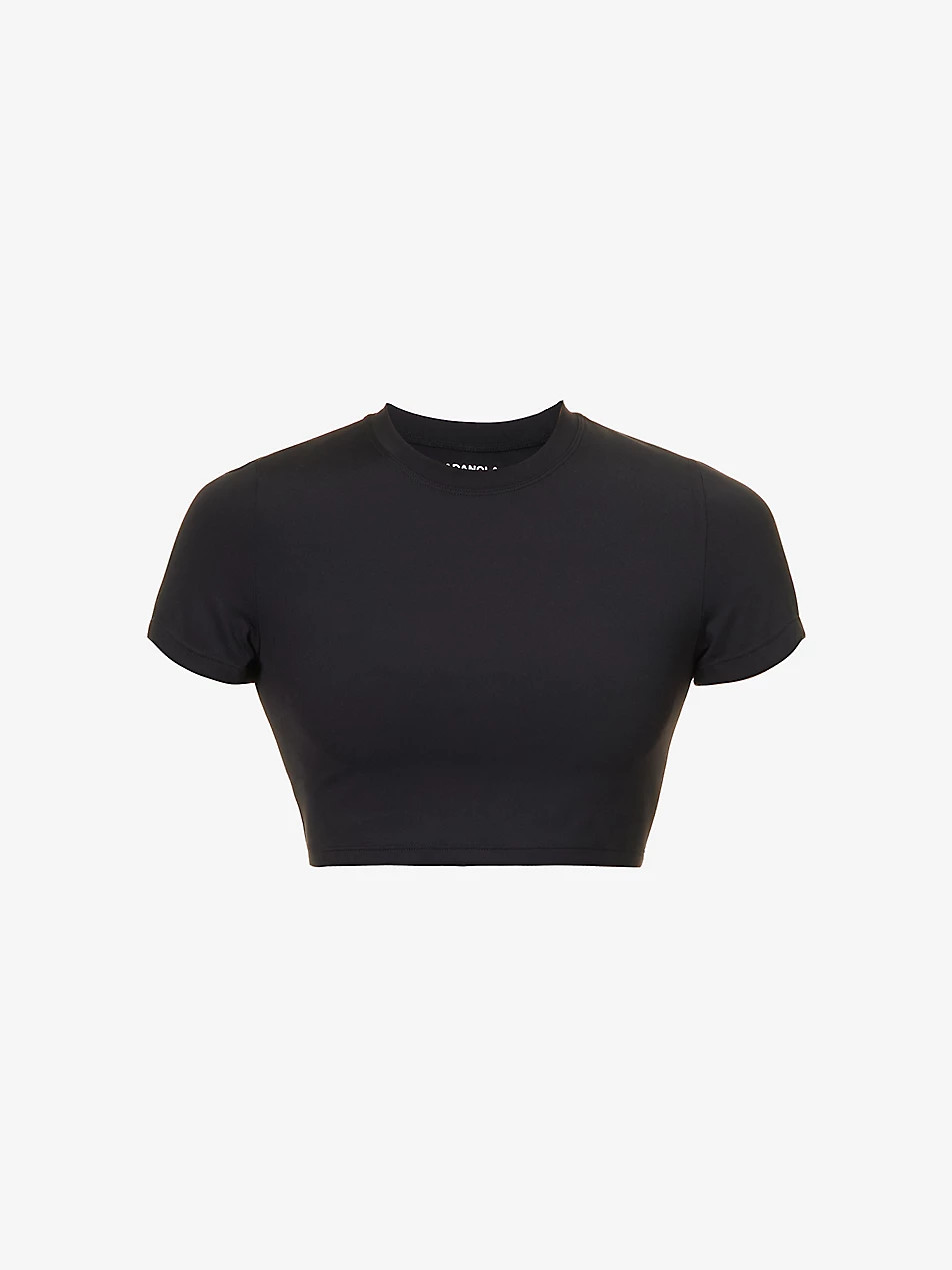 Fitted cropped stretch-woven T-shirt | Selfridges
