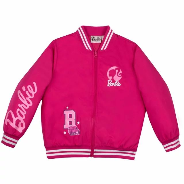 Barbie Girls Bomber Jacket, Zip-Up Bomber Jacket for Girls, Girl Power Outerwear Sizes (4-16) | Walmart (US)