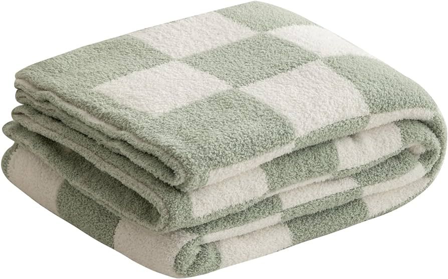 Cyusri Sage Green Checkered Throw Blanket - Soft Cozy Breathable All Seasons Plaid Blanket Gingha... | Amazon (US)