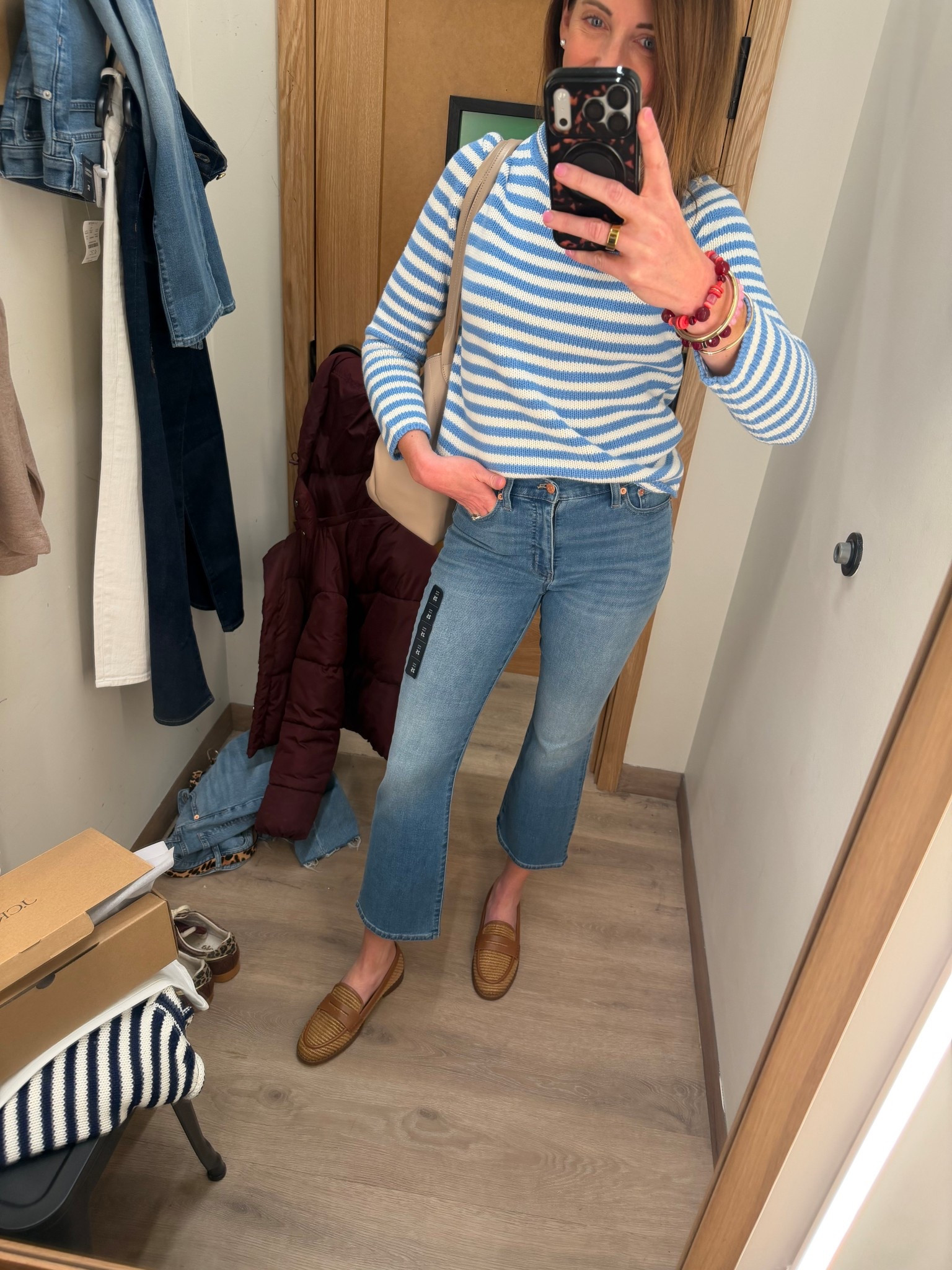 Boat shoes are growing on me!! These jeans have some stretch!! Love! I’m wearing a size 25 for reference and a small in the sweater.

#LTKOver40 #LTKdayinmylife #LTKmomlife