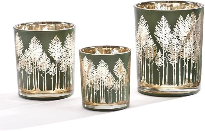 Giftcraft 681306 Christmas Candle Holders, Set of 3,Glass, Green | Amazon (US)