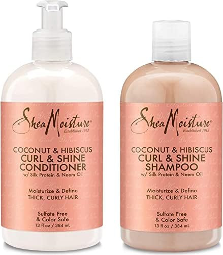 Amazon.com: Shea Moisture Coconut & Hibiscus Curl & Shine Shampoo and Conditioner Set : Beauty & ... | Amazon (US)