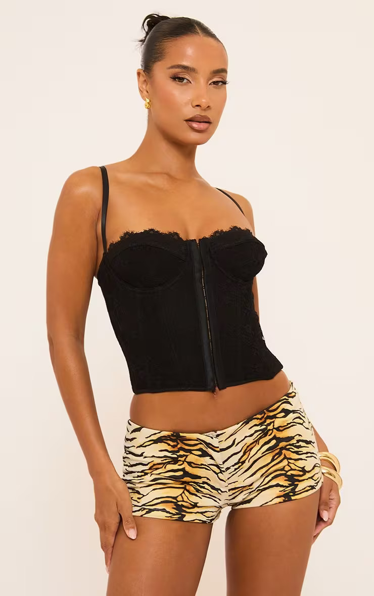 Low Rise Micro Booty Shorts In Tiger Print Faux Suede | EGO Shoes (US & Canada)