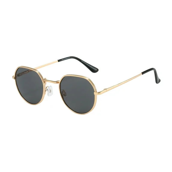 Piranha Eyewear Eve Round Gold and Dark Gray Unisex Sunglasses | Walmart (US)