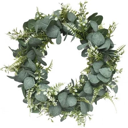 Aihome 16 Inches Eucalyptus Wreaths for Front Door Farmhouse Wreaths for Indoors - Magnolia Leaf Wre | Walmart (US)