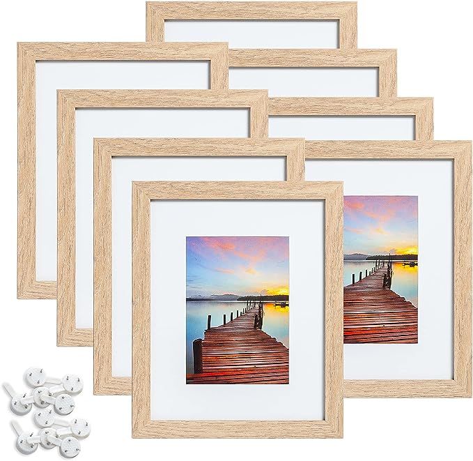 Sindcom 8x10 Picture Frame, Natural Wood Textured Photo Frames Collage, Display Photos 5x7 with M... | Amazon (US)