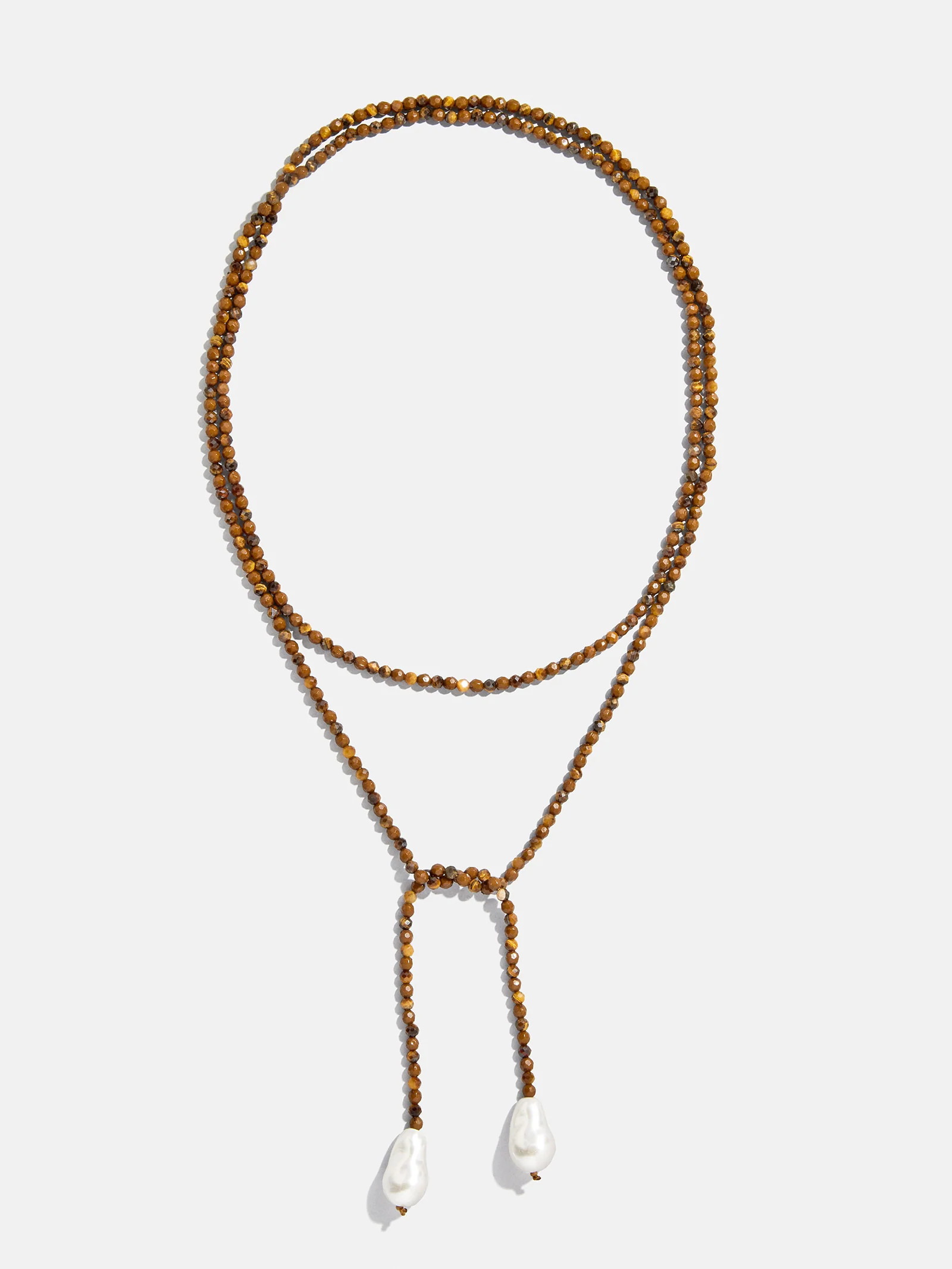 Semi-Precious Pearl Wrap Necklace - Tiger's Eye | BaubleBar