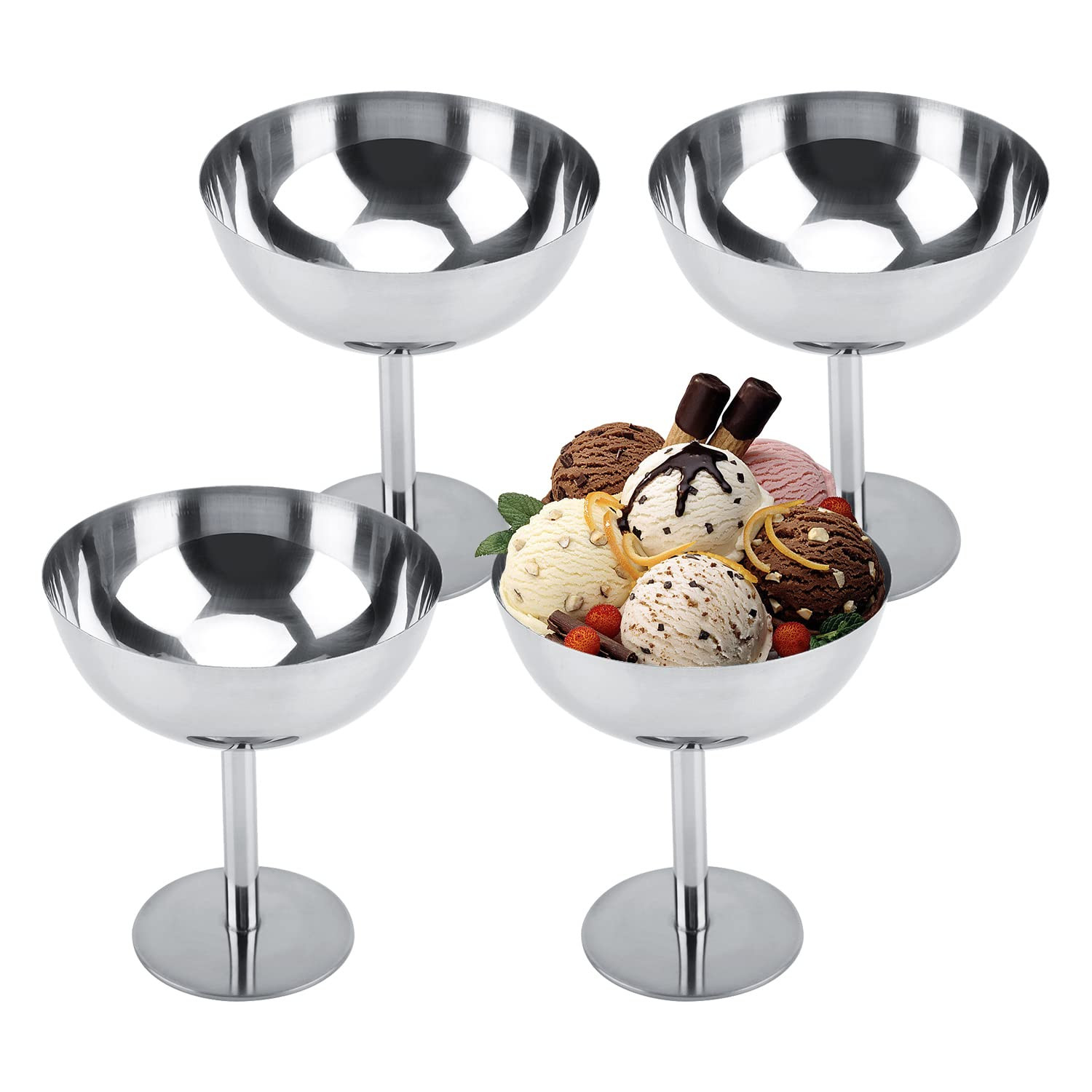 Hapivida Ice Cream Cup, 4Pcs Stainless Steel Serving Dessert Bowls Cups Sauce Bowls Mini Round Fo... | Amazon (US)