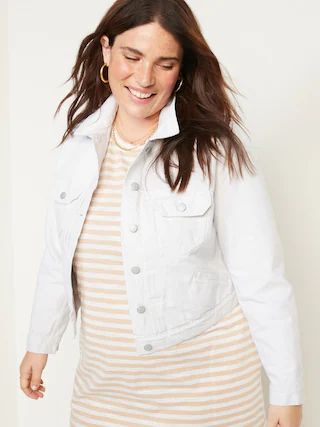 White Cropped Jean Jacket for Women | Old Navy (US)