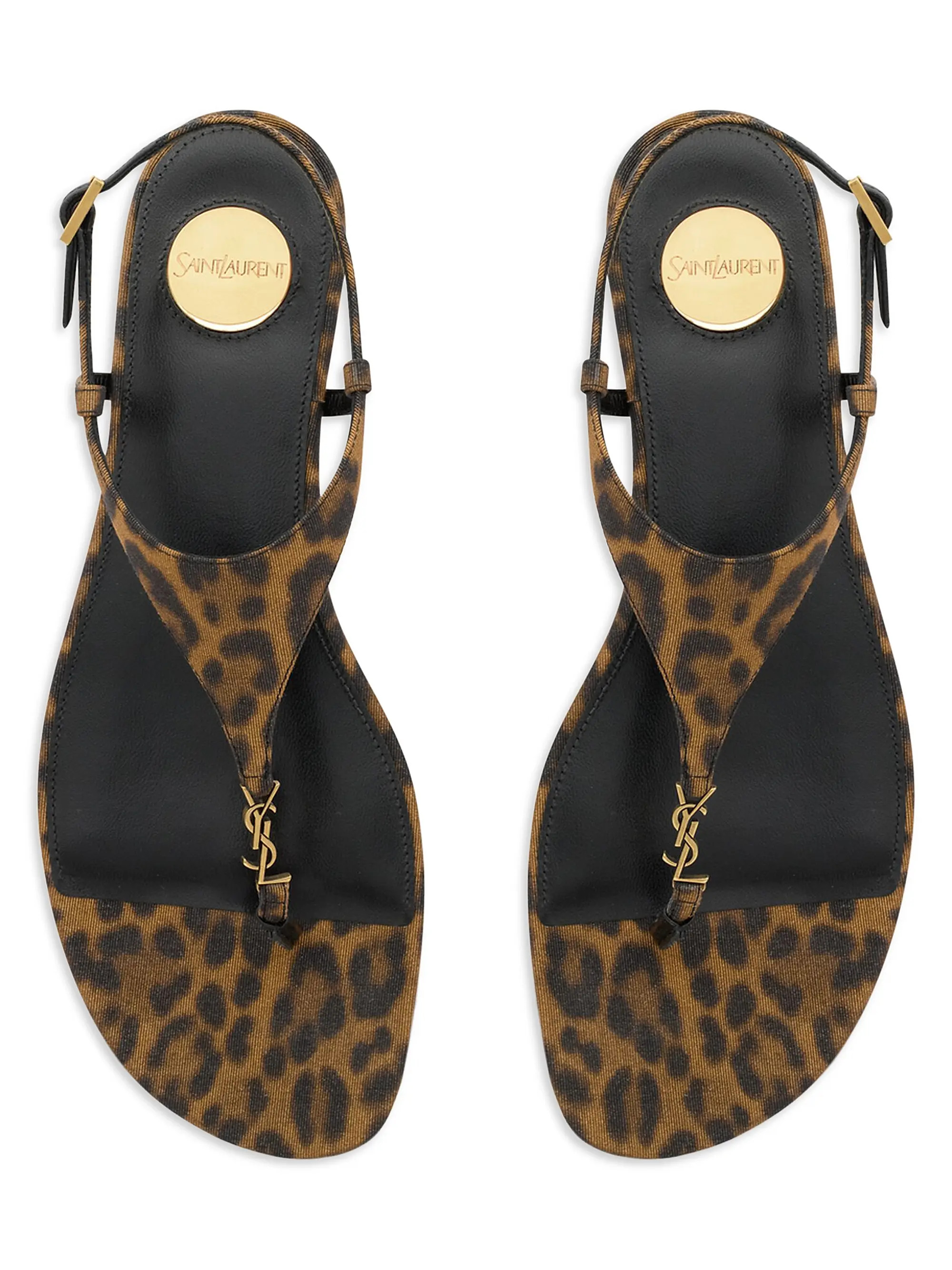 Saint Laurent Cassandra Sandals in Leopard Grosgrain | Saks Fifth Avenue | Saks Fifth Avenue