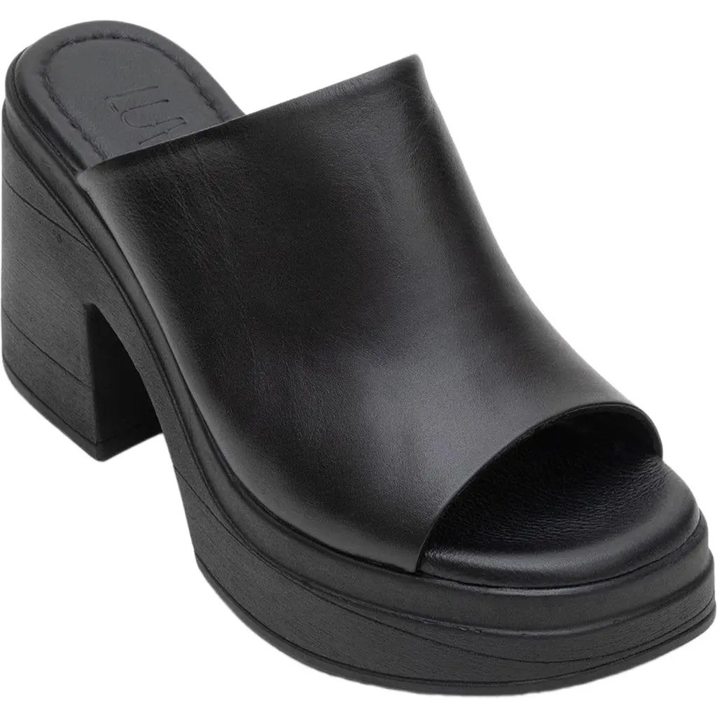 Forever & Always Shoes Nola Leather Platform Mules in Black Leather at Nordstrom, Size 7 | Nordstrom