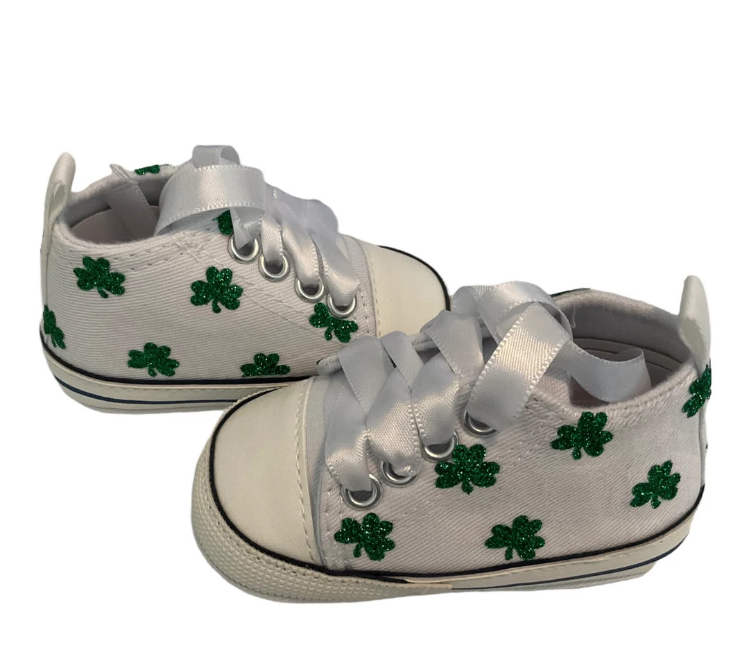 St. Patrick’s Day Baby, Custom Baby High Top Shoes, Baby Walkers, Shamrock Baby High Tops, Baby... | Etsy (US)