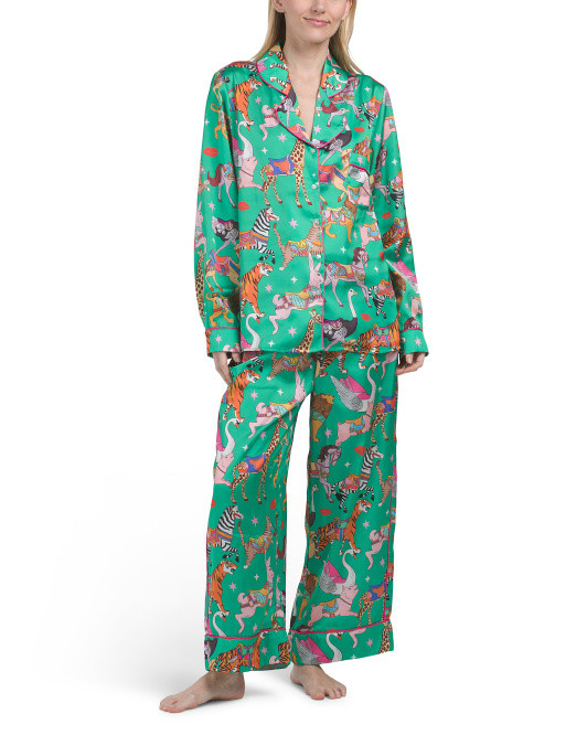 2pc Carousel Satin Top And Pants Pajama Set | TJ Maxx