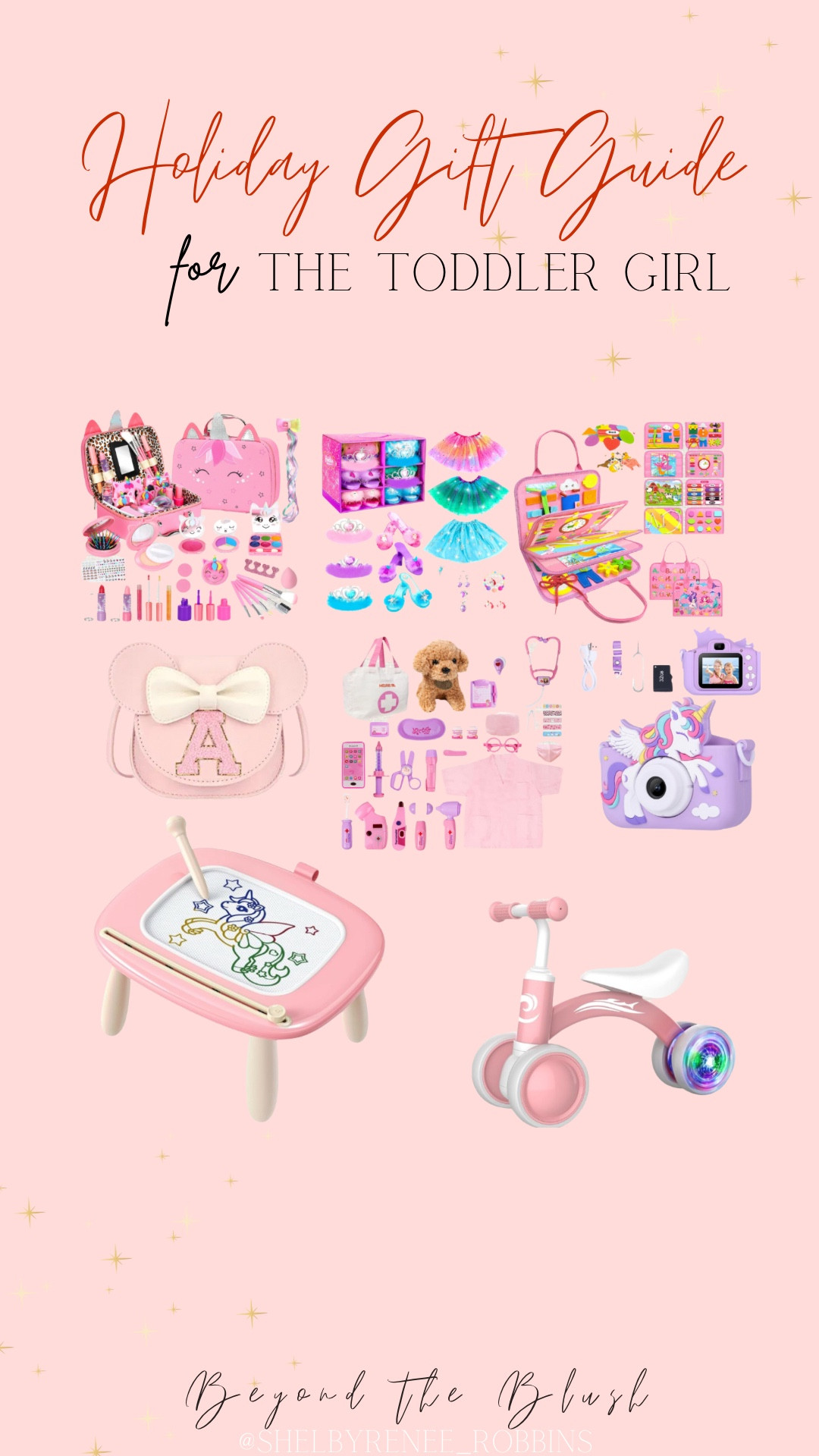 Gifts for toddler girls, toddler bag, drawing table, toddler camera, toddler makeup, busy book, veterinarian, balance bike, toddler dress up set, gifts for girls, gifts for kids

#LTKGiftGuide #LTKBaby #LTKHoliday