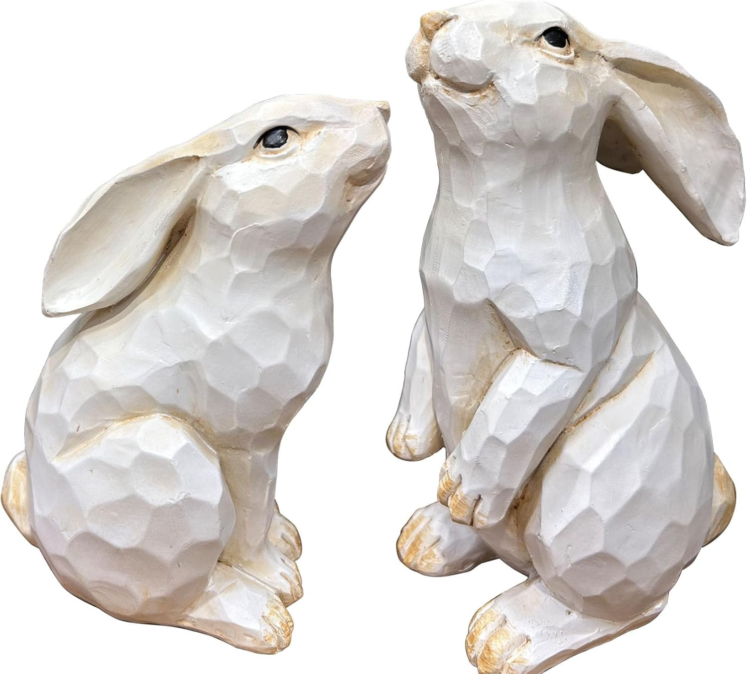 Easter Decorations Bunny Decor, Set of 2 Decorative Farmhouse White Rabbit Bunny Figurines, 6.5" ... | Amazon (US)