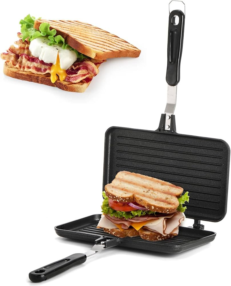 SOUJOY Sandwich Maker, Non-stick Grill Panini Maker Pan with Handle, Stovetop Toasted Aluminum Fl... | Amazon (US)