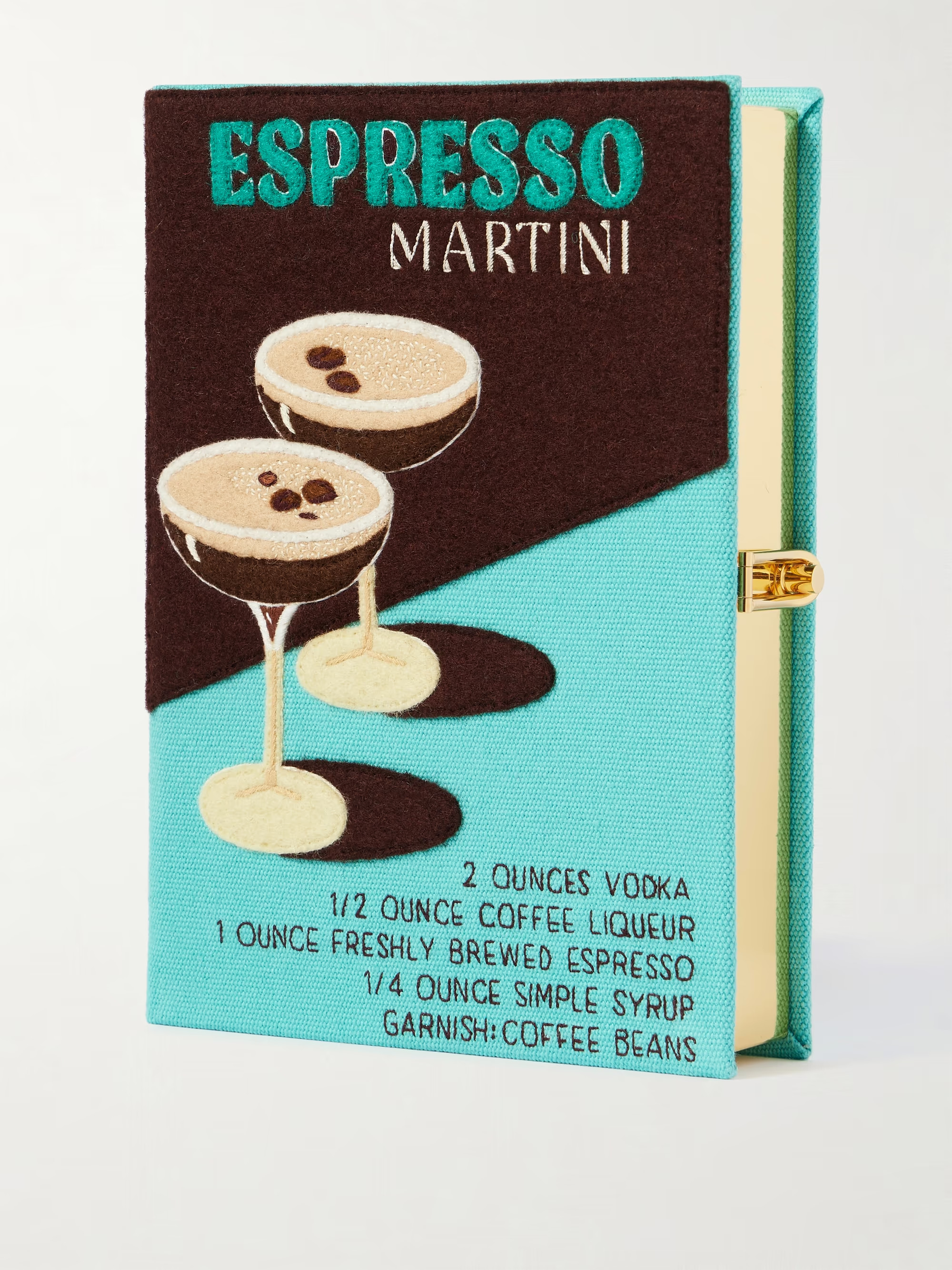 Espresso Martini embroidered appliquéd canvas clutch | NET-A-PORTER (UK & EU)