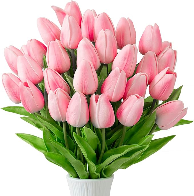 JIFTOK 30pcs Tulips Artificial Flowers Fake Flowers for Decoration, Faux Flowers Tulips Real Touc... | Amazon (US)