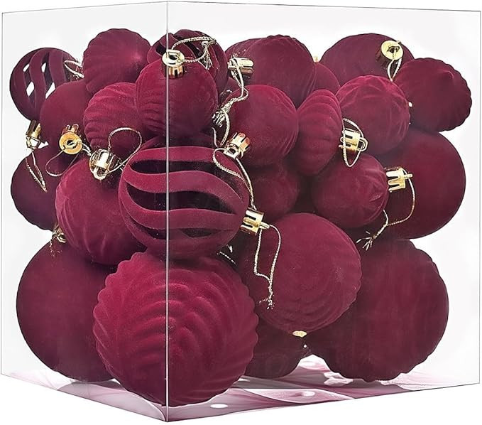 36PCS Christmas Tree Ornaments Velvet Balls, Christmas Tree Decorations Velvet Flocked Balls Set ... | Amazon (CA)