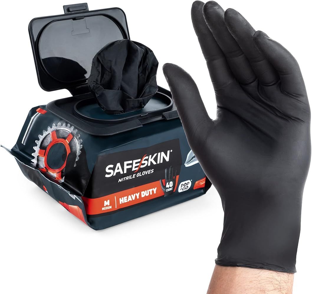 SAFESKIN* Nitrile Disposable Gloves in POP-N-GO* Pack, Heavy Duty, Powder-Free, For Household Plu... | Amazon (US)