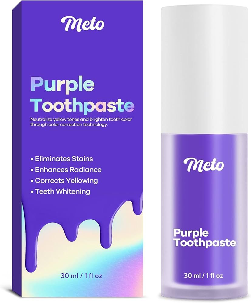 Meto Purple Toothpaste for Teeth Whitening (1 Fl Oz), Teeth Whitening Gel, Purple Toothpaste, Col... | Amazon (US)