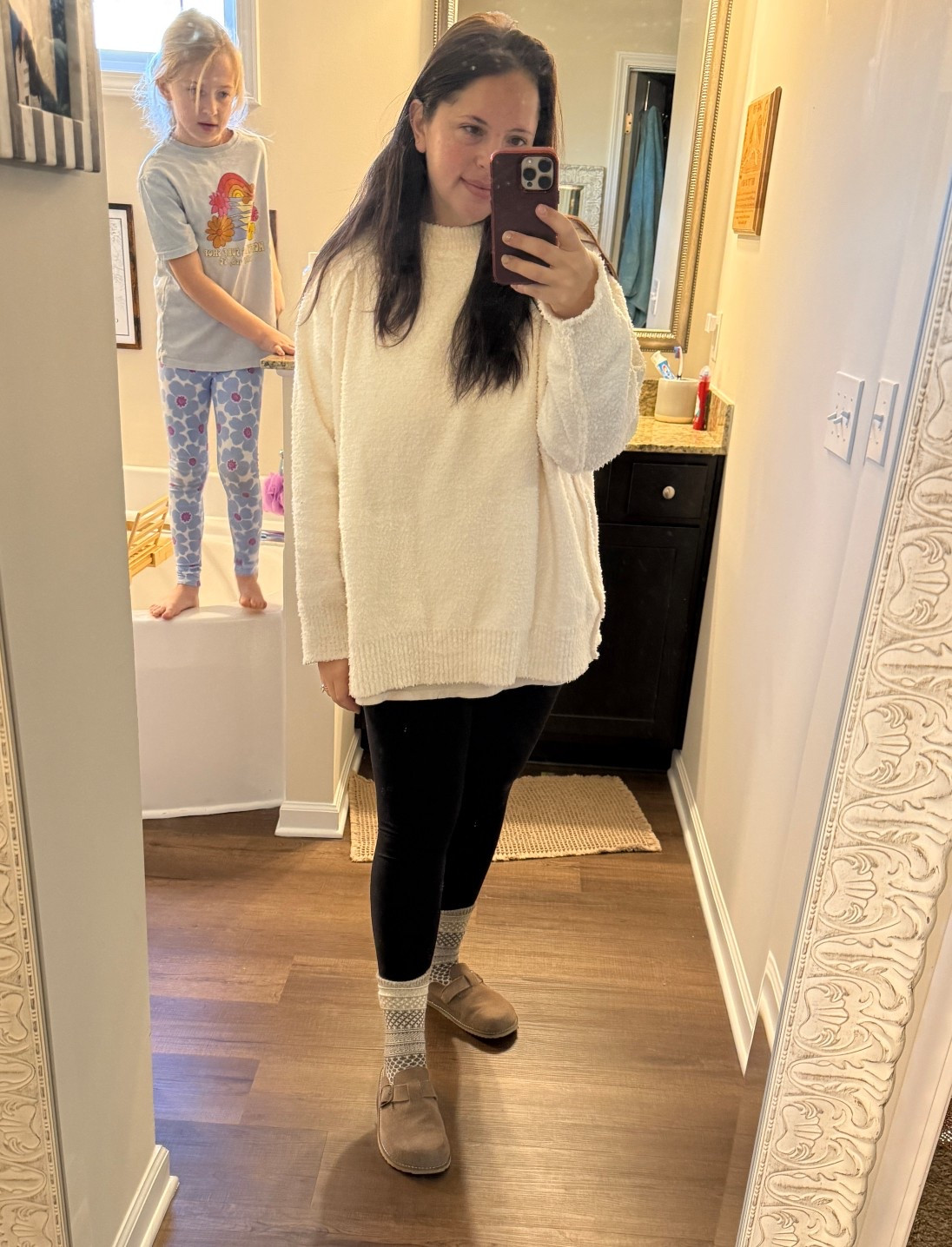 Outfit of the day 🩷
Amazon sweater, lululemon leggings, faux Birkenstocks from TJ Maxx, bearpaw boot socks 

#LTKFindsUnder100 #LTKootd #LTKmomlife