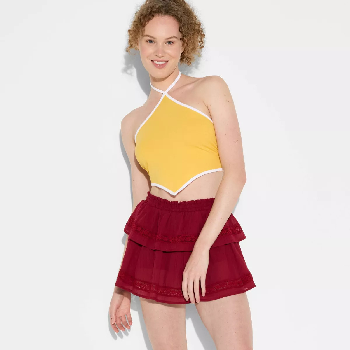 Women's Game Day Tiered Ruffle A-Line Skort - Wild Fable™ Maroon XS | Target