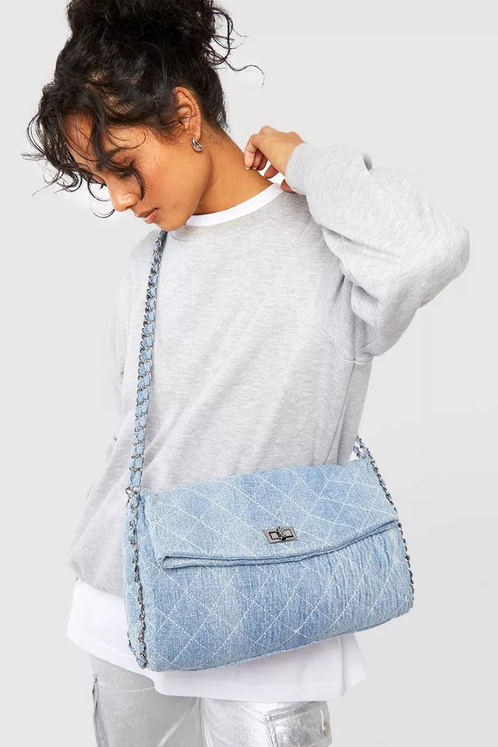 Oversized Denim Crossbody Bag | boohoo (US & Canada)